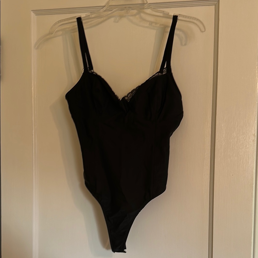 Black Shapewear Bodysuit with Plunging Neckline
